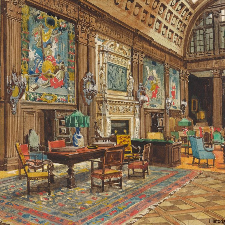 Carl Behr, Obere Halle der Villa Hügel, Aquarell, 1920/21 © Historisches Archiv Krupp